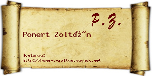 Ponert Zoltán névjegykártya